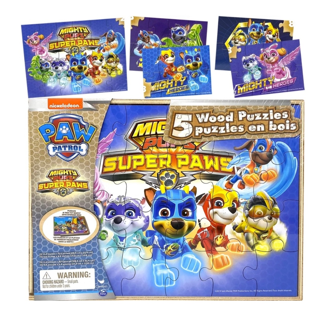 🌹🌹5 Paw Patrol "Super Paws” Wooden Puzzles